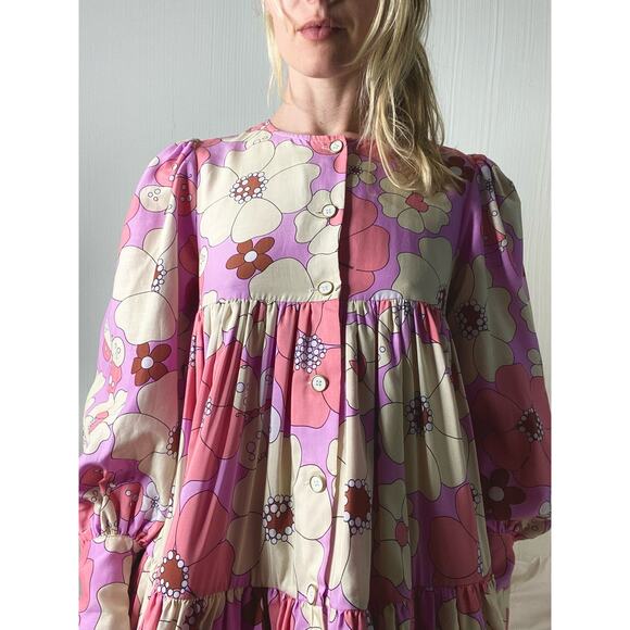 MANOUSH Silk Blend Groovy Floral Comic Strip Shirt Dress US 36 NWT $945 - Picture 7 of 16